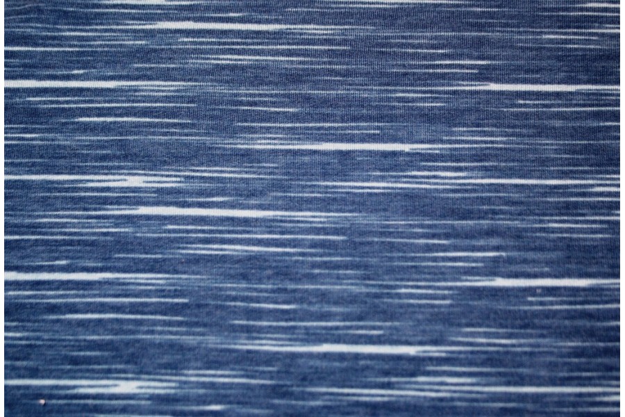 10cm Sommersweat "Linien" jeansblau  (Grundpreis € 24,00/m)